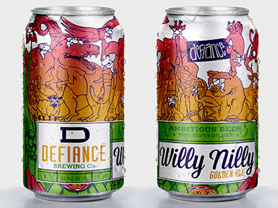 Willy Nilly: Golden Ale by Defiance Brewing Co. ambitious beer branding cans craft beer defiance brewing co. design illustration kansas packaging