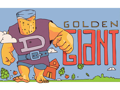 Golden Giant by Defiance Brewing Co. beer beer label craft beer illustration ipa kansas label