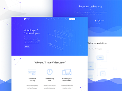 Integros concept blue clean developer flat icons integros minimal outline platform ui ux video