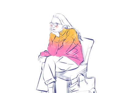 Sundays cute figure girl illustration minimal portrait procreate procreateapp sitting sketch sketchbook sweater texture woman