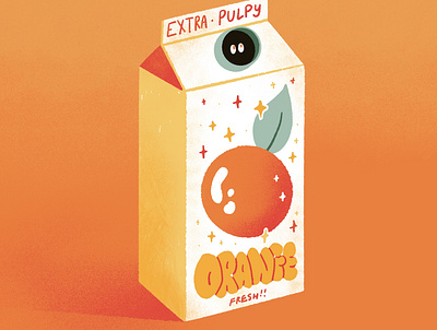 Extra Pulpy cute flat illustration food fruit illustration juice orange orange juice procreate texture
