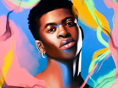 Lil Nas X call me by your name character illustration lil nas magical montero music portrait texture