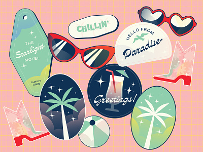 ✿ Palm Springs ✿ california cute illustration magical palm springs pink procreate sparkles stickers texture