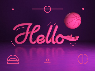 Hello Dribbble!!! 3d debut first shot hand hello lettering