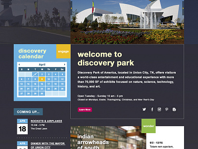 Discovery Park Website ui web design