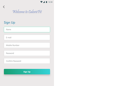 CalorieFit - Sign Up Window app design typography ux