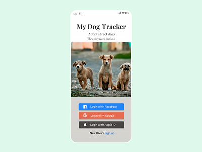 Dog Tracker Welcome Page