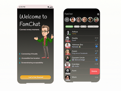 Family Chat Application app design icon ui ux vector