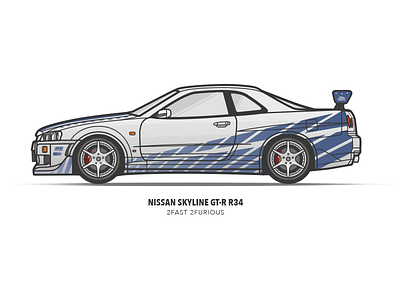 1999 Nissan Skyline GT-R R34 car fast and furious gtr illustration nismo nissan paul r34 race car skyline walker