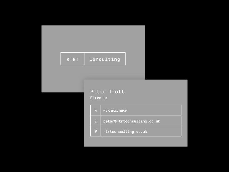 RTRT Consulting boxes lines modern clean simple black grey identity cards logo