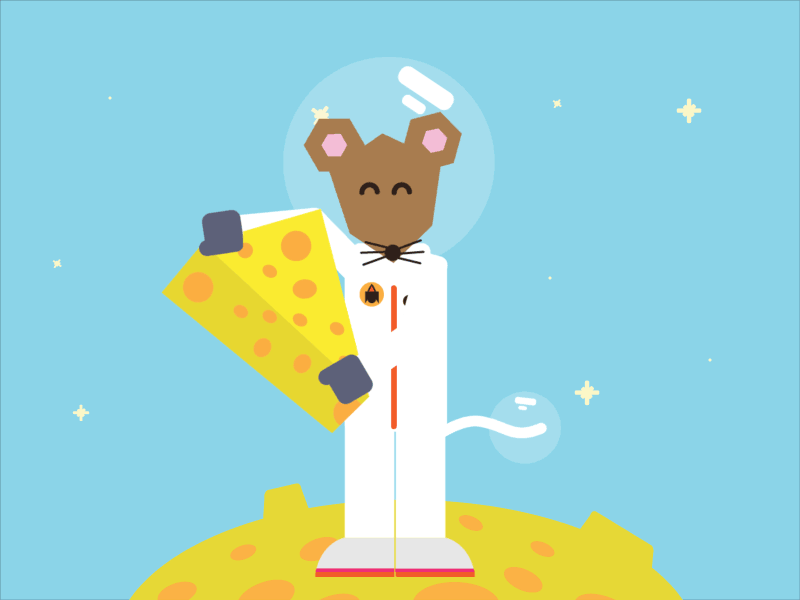Cheese! after effects animation astronaut character cheese design moon motion mouse space stars visual
