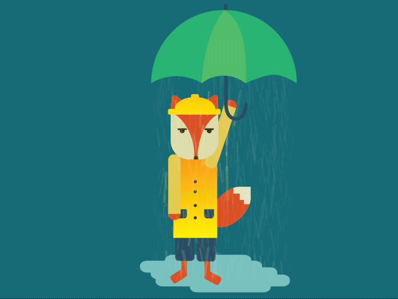 Rainy days 2d after effects animation character design fox graphics illustration motion rain umbrella