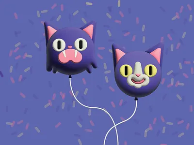 Cat Balloons 3d 3d and materials balloon cat cats celebration character cute design funny happy hissing illustration illustrator kitty party pet pets sassy vector