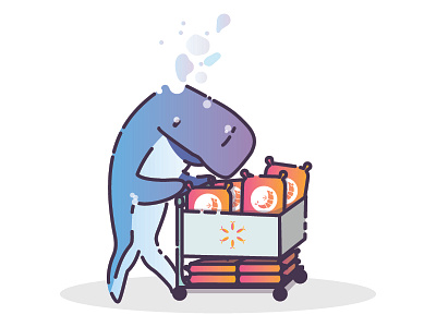 WhaleMart bubbles icon illustration sea supermarket whale