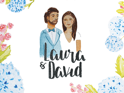 L&D Wedding analog art couple flowers illustration lettering watercolor wedding