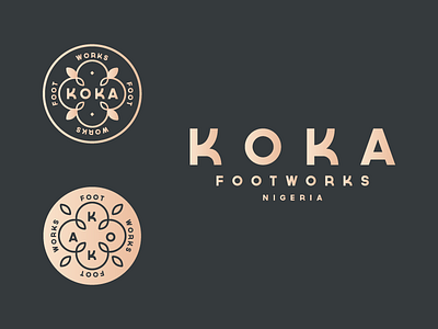 KOKA footworks brand branding elegant foil gold identity logo logos rose shoes stamp typography