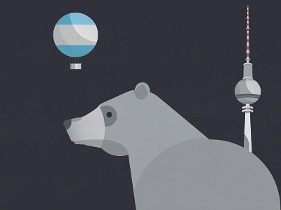 Bearlin air alexanderplatz baloon bear berlin city fernsehturm germany grey hot illustration night