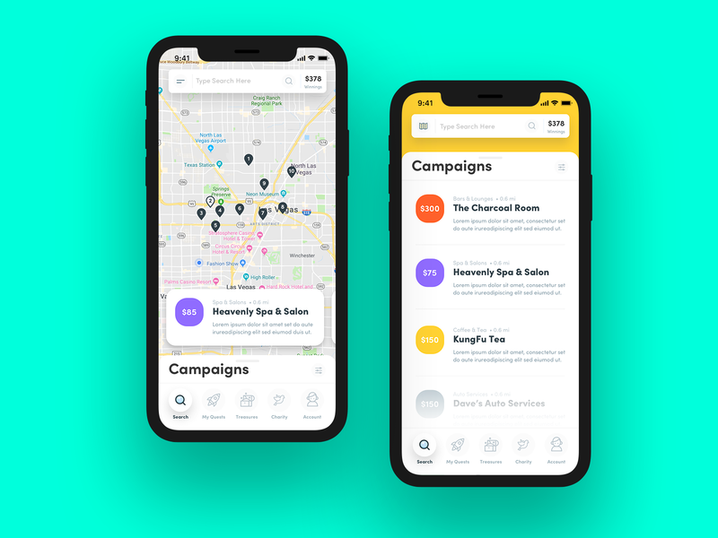 Map/List View app design design iphone x list view map view mobile ui ux