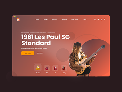 Guitar Landing Page design minimal product design ui uiux user experience ux web web design