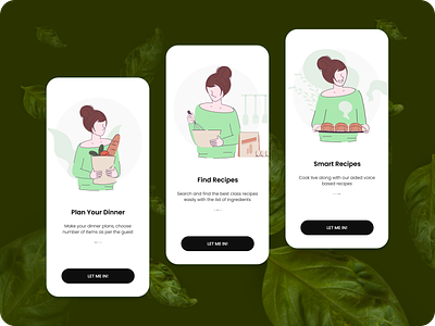 Make your cooking easy with smart recipes branding carrosel cooking design dinner food app illustration introscreens landing page landing screens product design smart recipes app ui uiux user experience vector web design
