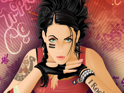 Sexy Rock babe illustration sexy style tattoo vector