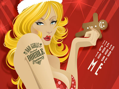 Bad Girl babe blonde cookie poster sexy vector xmas