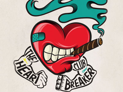 Dbbbl The Heartbreaker Club brand heart illustration logo smoke tattoo