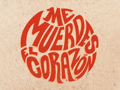 Me Muerdes el Corazón brand heart lettering logo style type