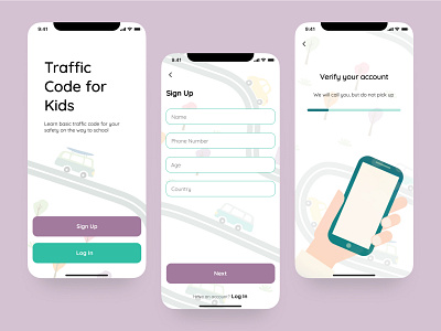 Traffic Code for kids - Learning App app daily ui daily ui challenge day 001 kids mobile registration sign up simple ui