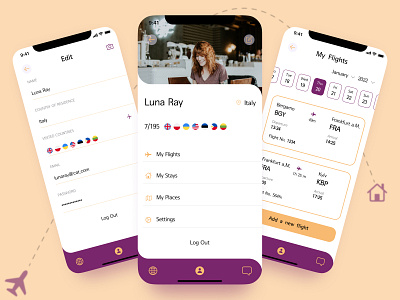 Profile Screens for a travel App daily ui challenge day 006 mobile profile travel ui