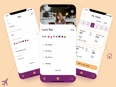 Profile Screens for a travel App