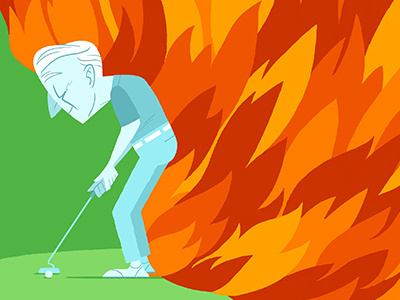 Golfer on Fire drought editorial fire global warming golf vector
