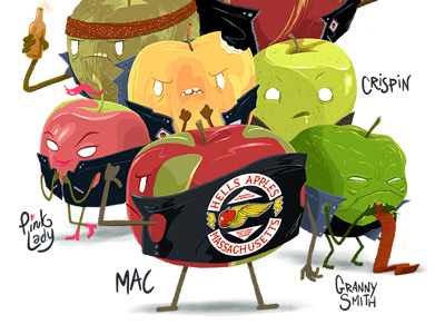Hells Apples apples character motorcycle gang