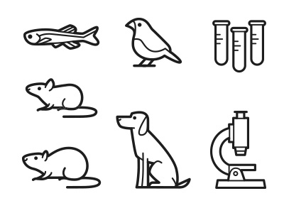 Humane Society Icons animals bird dog fish mouse rat science vector
