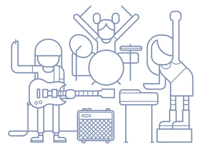 Girl Band amplifier band drums girls guitar illustrator keyboard rock vector