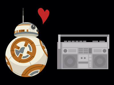 Love at first beep bb 8 boom box force awakens star wars vector