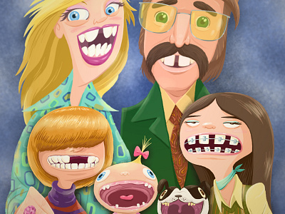 Space Family 1970s family portrait space teeth