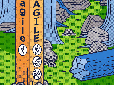 Agile Marketing Post 3 agile bike halftone hike path rock tree vector woods