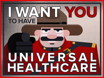 Canadian Uncle Sam canada halftone healthcare mountie poster vector