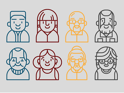 Friendly Faces diversity face icon line art people smile vector