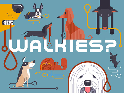 Walkies? collar dog lead mutt please pooch vector walk woof