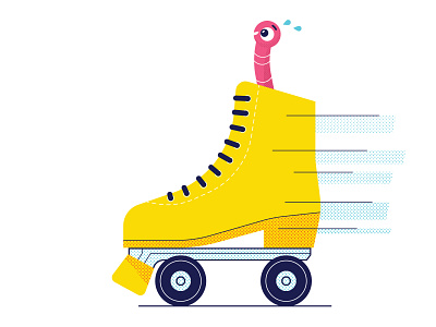 Wheee! Worm halftone rollerskate series skate vector worm