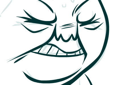 chubby dude grimacing character flash illustration