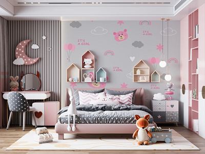 Pattern girl wallpaper, girl room