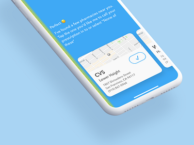 Select a pharmacy location chatbot design medical product ui ux