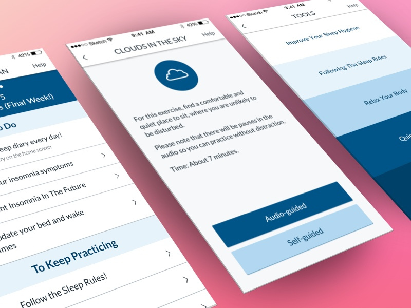 Insomnia Coach iOS veterans va minimal light health mental insomnia mobile ux ui app ios