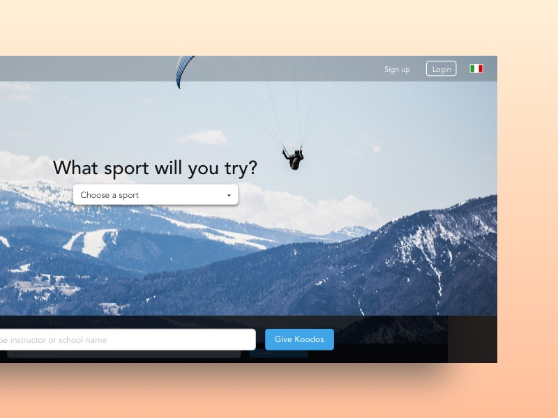 Sneak Peek at ekoodo.com redesign mountains snow ski koodos sport material ux ui search home redesign