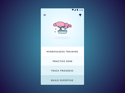Mindfulness Coach app interface midfulness minimal ui