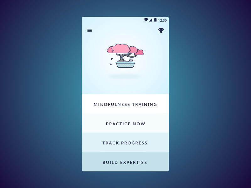 Mindfulness Coach minimal interface midfulness app ui