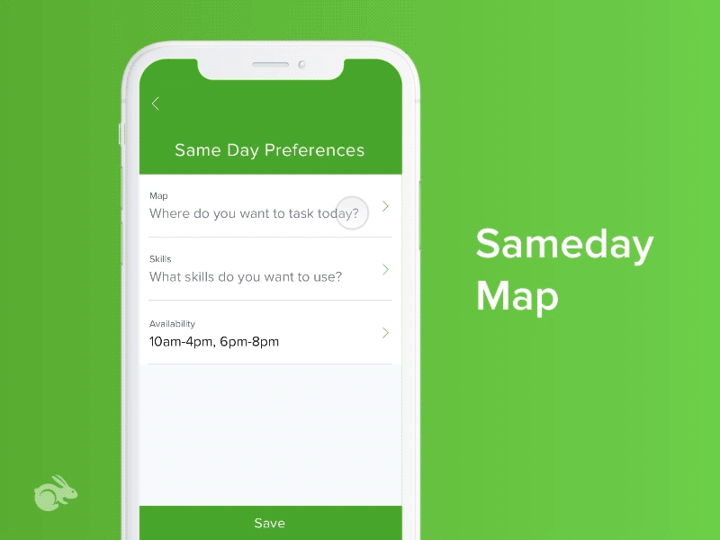 Sameday Map on Tasker App animation auto draw gesture map principle setting ui
